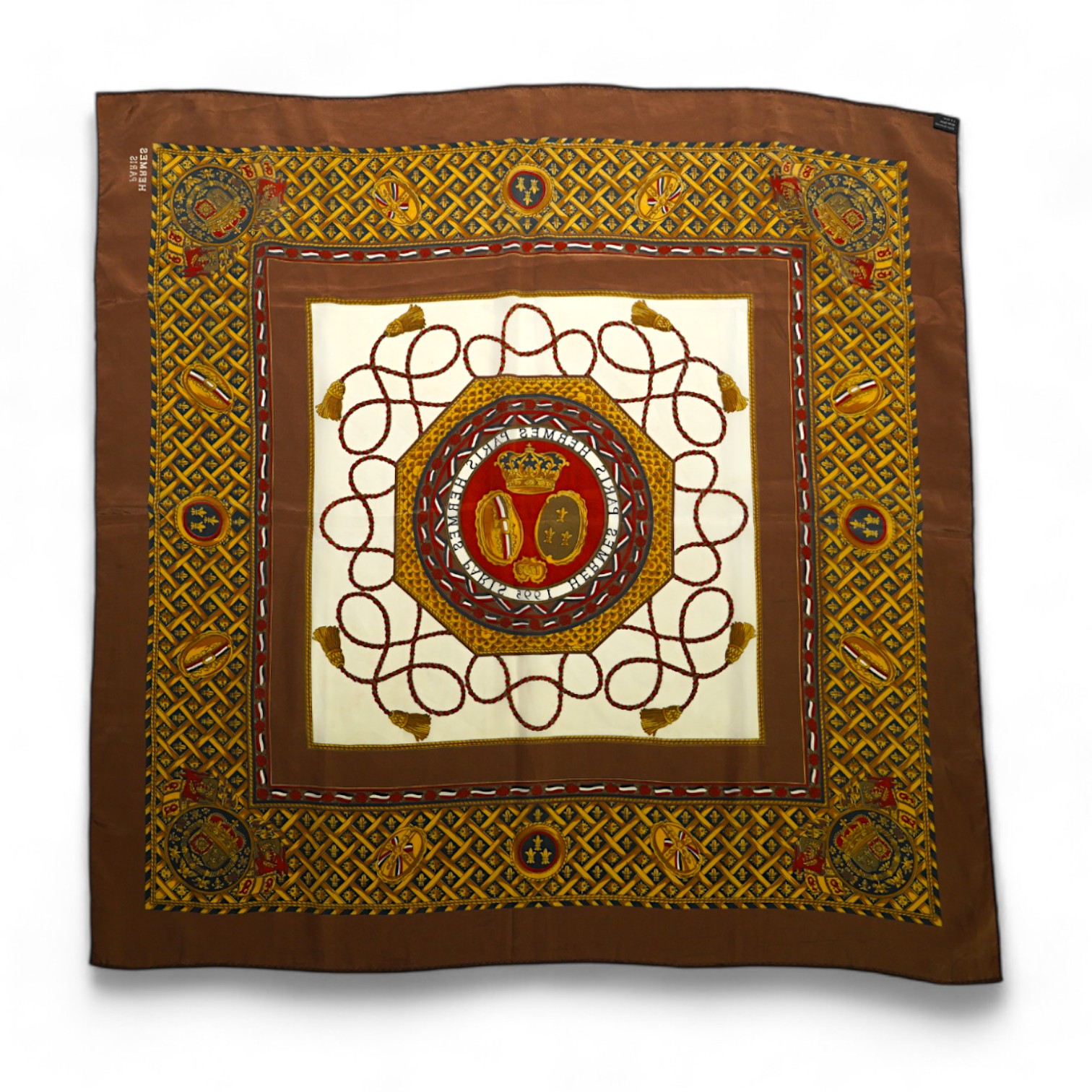 A Hermes Paris vintage silk scarf, crowns 1790, 86cm x 86cm